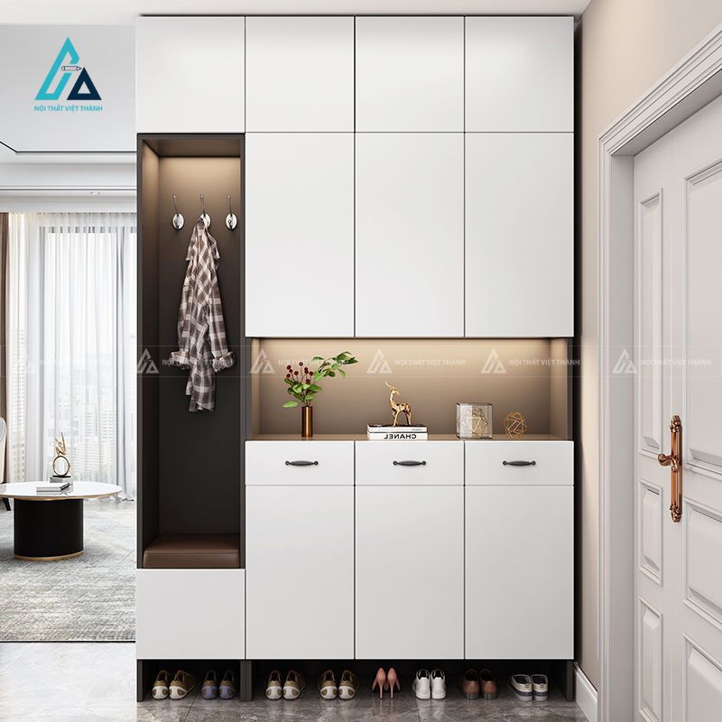 Tủ giày kịch trần tích hợp ghế ngồi và móc treo đồ thông minh 1