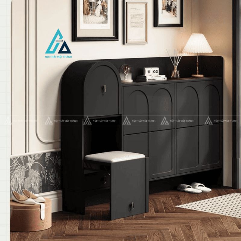 Tủ giày dép thiết kế vòm cổ điển sang trọng cho phòng khách