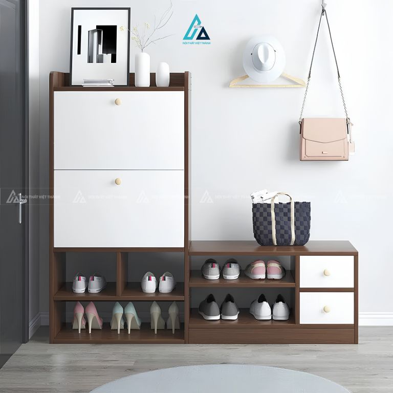 Tủ giày cánh lật thông minh kết hợp bệ ngồi tiện dụng cho gia đình 1
