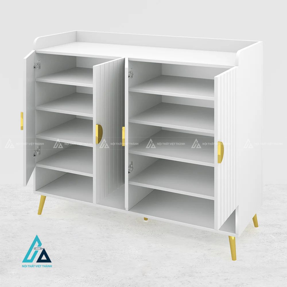 Tủ giày dép hiện đại thiết kế cửa sọc kết hợp ngăn kệ mở thông minh 5