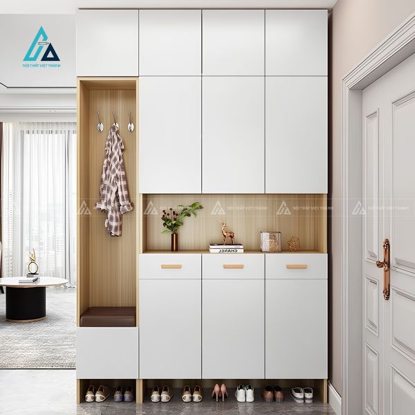 Tủ giày kịch trần tích hợp ghế ngồi và móc treo đồ thông minh