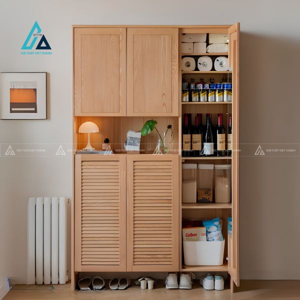 Tủ giày kết hợp kệ trang trí đa năng cho phòng khách hiện đại