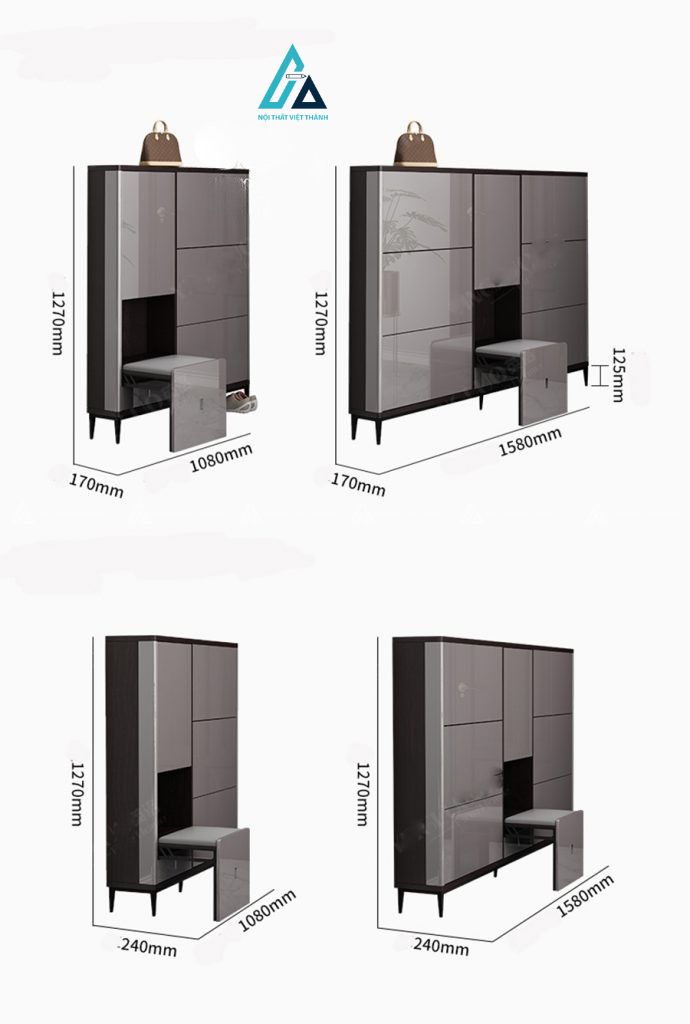 Tủ giày thông minh cửa lật kết hợp ghế ngồi tiện dụng cao cấp 2