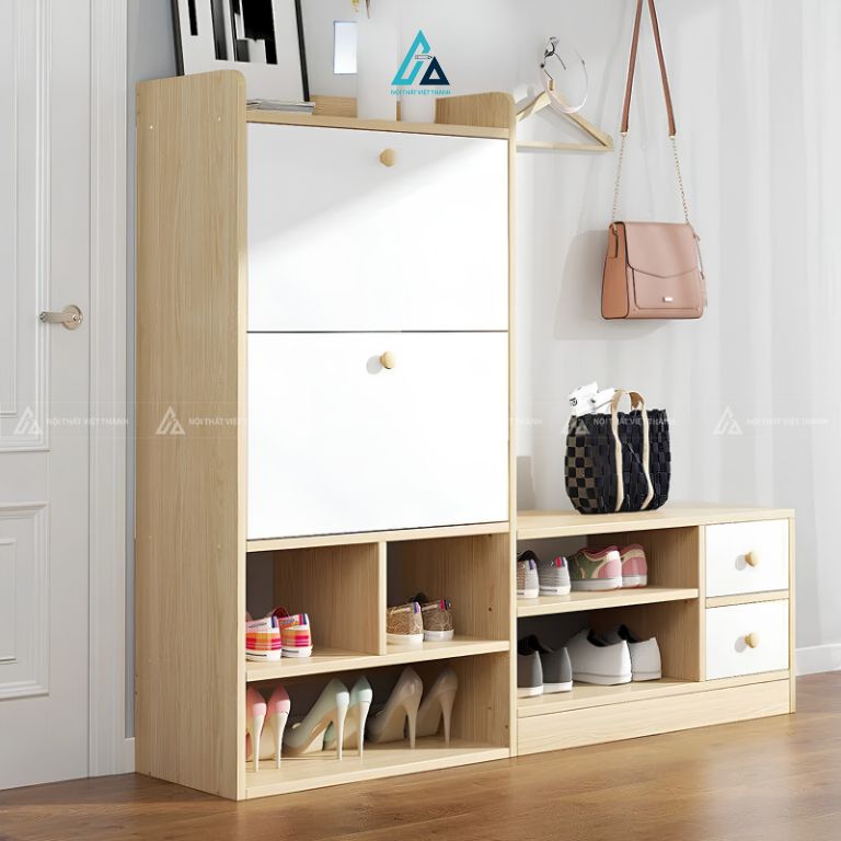 Tủ giày cánh lật thông minh kết hợp bệ ngồi tiện dụng cho gia đình