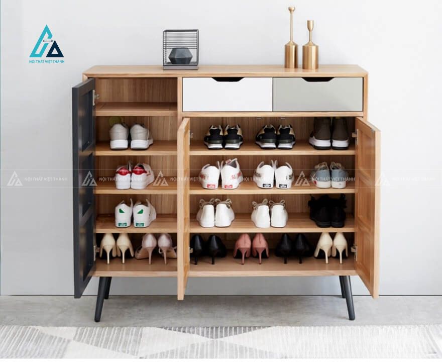Tủ giày hiện đại thiết kế kết hợp ngăn kéo lưu trữ thông minh