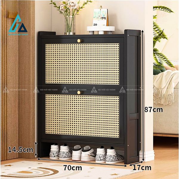 Tủ giày cửa lưới mây mắt cáo thông minh siêu mỏng gọn