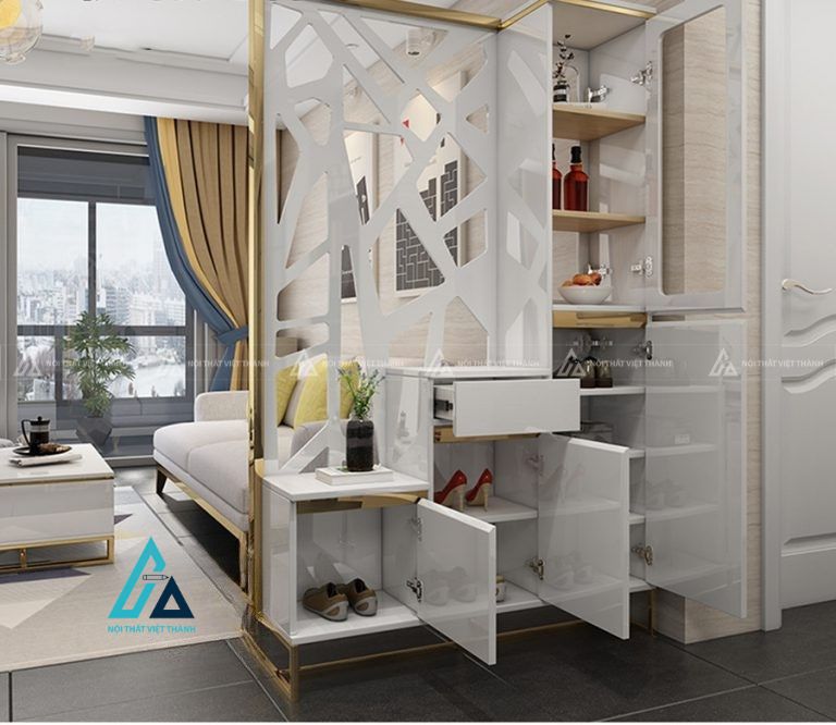 Tủ giày kết hợp vách ngăn thông minh hiện đại tiết kiệm diện tích