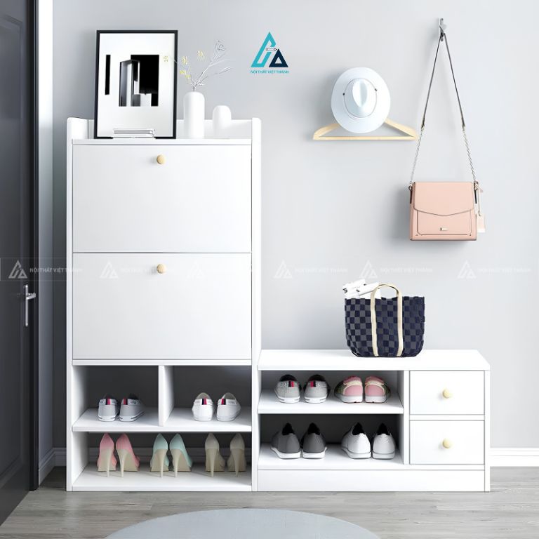 Tủ giày cánh lật thông minh kết hợp bệ ngồi tiện dụng cho gia đình 2