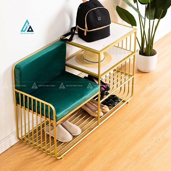 Kệ để giày dép kết hợp ghế đôn khung kim loại cao cấp 3
