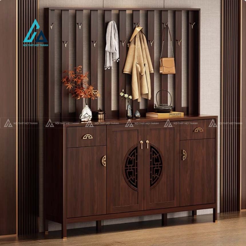 Tủ giày kết hợp vách treo trang trí thiết kế sang trọng