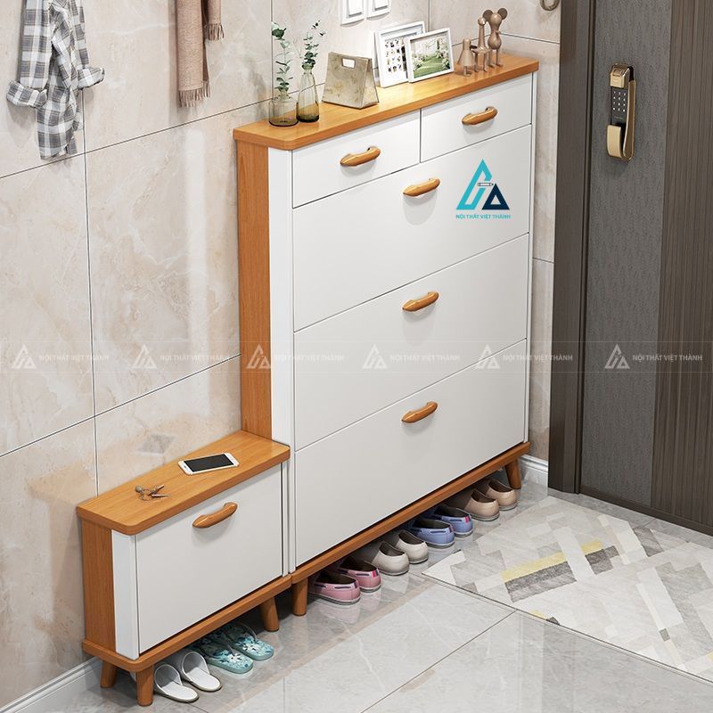 Tủ giày cánh lật đa tầng kết hợp ghế ngồi tiện dụng cho gia đình 2