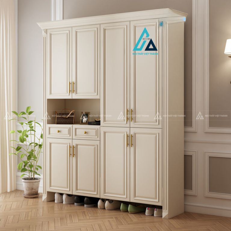 Tủ giày dép hiện đại kết hợp kệ trang trí đa năng sang trọng 2