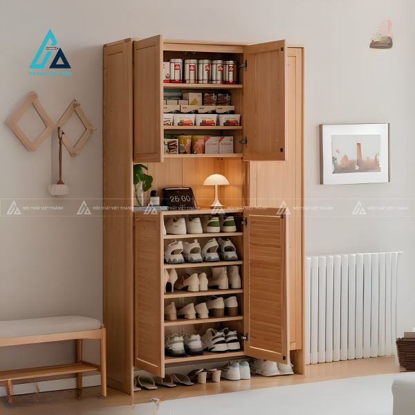 Tủ giày kết hợp kệ trang trí đa năng cho phòng khách hiện đại 3