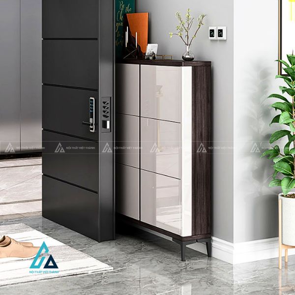 Tủ giày gỗ kết hợp cánh kính tráng gương hiện đại đẳng cấp 4