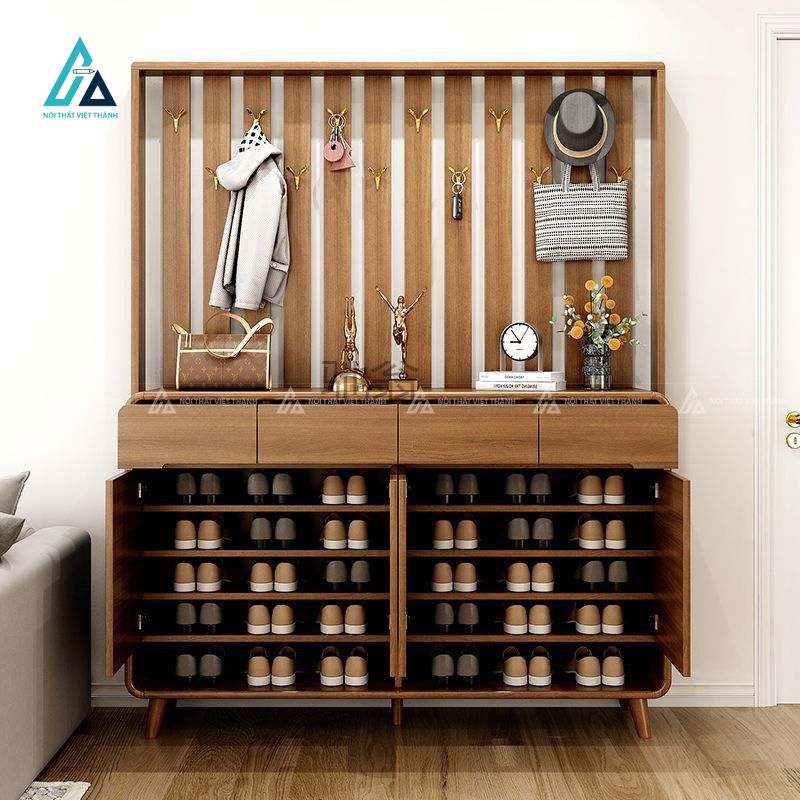 Tủ giày kết hợp vách ngăn trang trí có móc treo tiện lợi