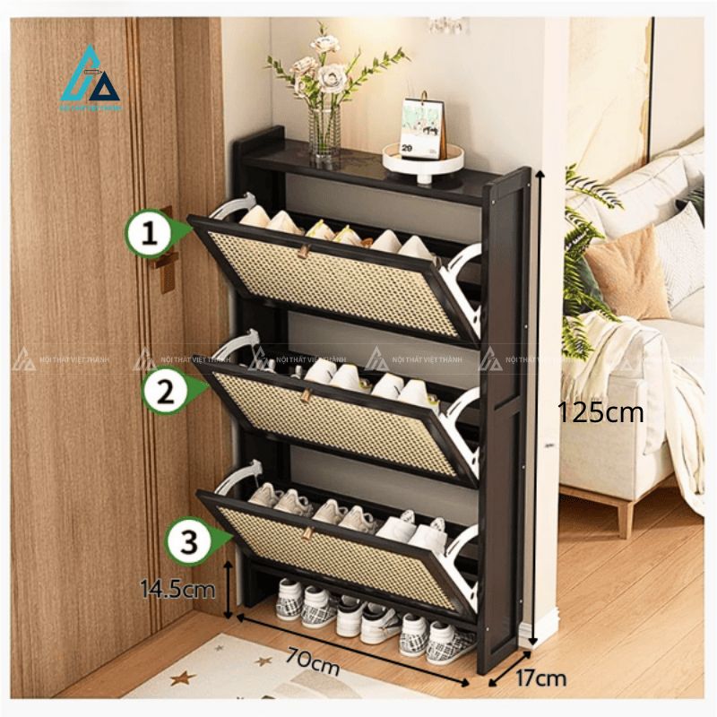 Tủ giày cửa lưới mây mắt cáo thông minh siêu mỏng gọn 3