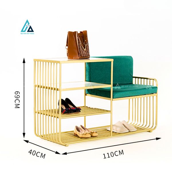 Kệ để giày dép kết hợp ghế đôn khung kim loại cao cấp 4