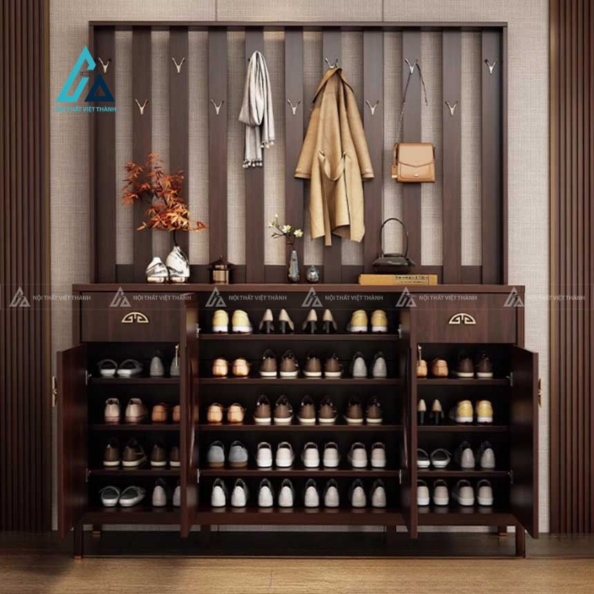 Tủ giày kết hợp vách treo trang trí thiết kế sang trọng 4