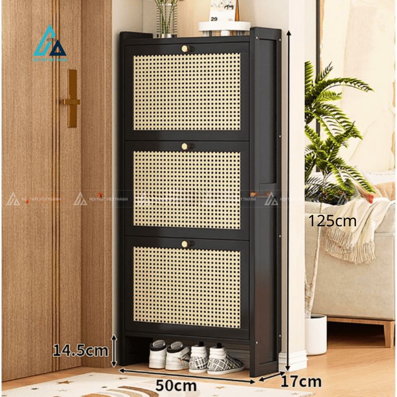 Tủ giày cửa lưới mây mắt cáo thông minh siêu mỏng gọn 4