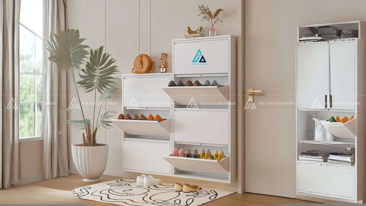 Tủ giày treo tường cánh lật thông minh siêu mỏng tiện lợi 4
