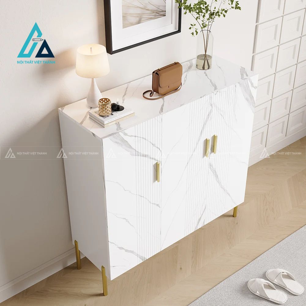 Tủ giày dép vân đá thiết kế cửa sọc sang trọng tinh tế 4
