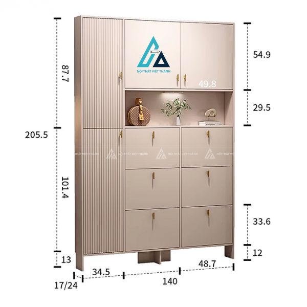 Tủ giày kịch trần thông minh có ngăn trang trí sang trọng 4
