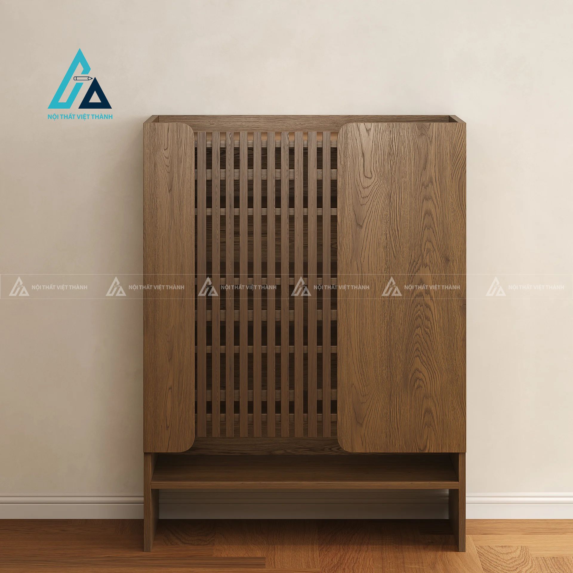 Tủ giày thông minh cửa nan gỗ hiện đại tiết kiệm không gian 4
