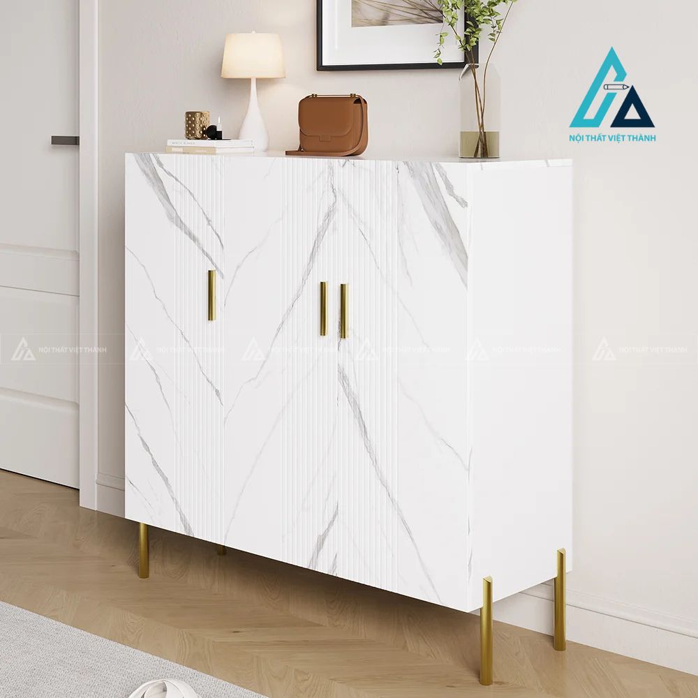 Tủ giày dép vân đá thiết kế cửa sọc sang trọng tinh tế 5