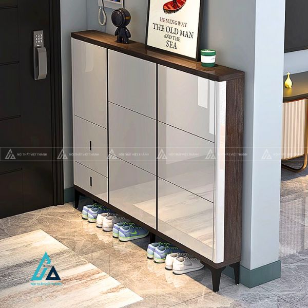Tủ giày gỗ kết hợp cánh kính tráng gương hiện đại đẳng cấp 5