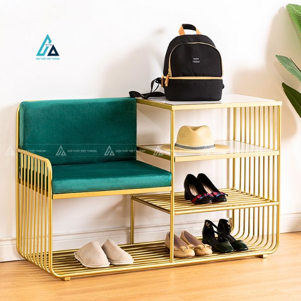 Kệ để giày dép kết hợp ghế đôn khung kim loại cao cấp