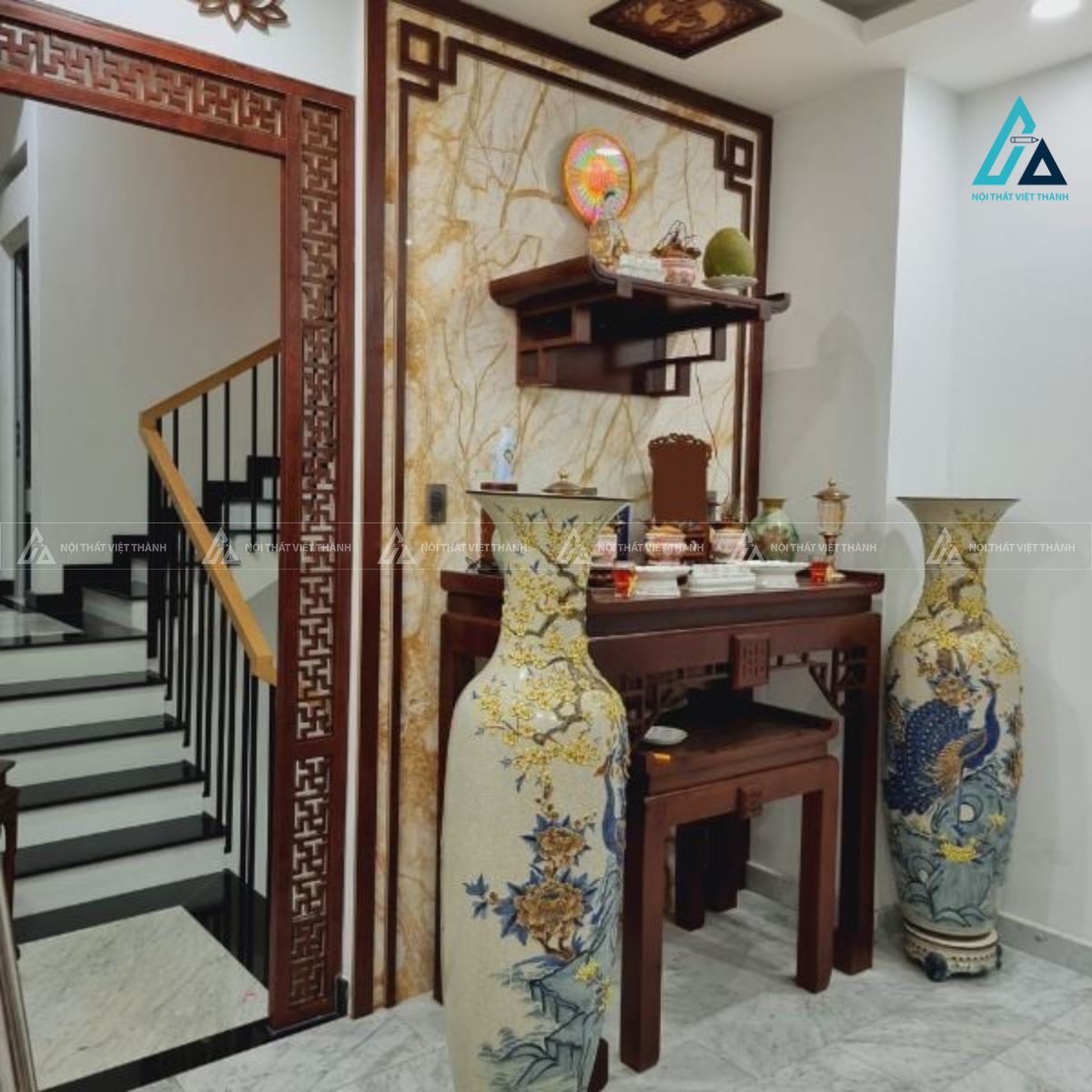 Vách Ngăn Phòng Thờ Dạng Khung Viền CNC Ốp Tường Trang Trí Đẹp 1