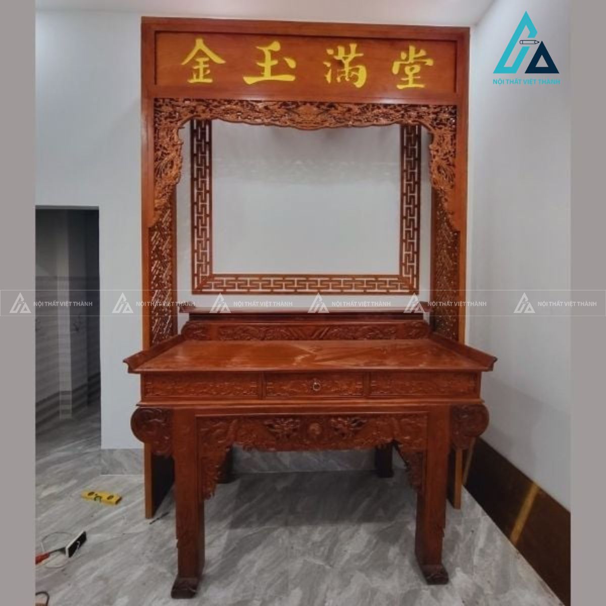 Vách Ngăn Phòng Thờ Kịch Trần Khắc Đại Tự Kim Ngọc Mãn Đường