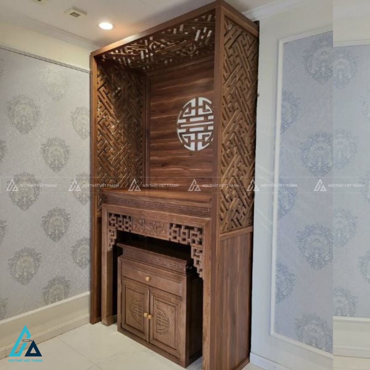 Vách Ngăn Phòng Thờ Chữ Thọ Tạo Không Gian Thờ Cúng Riêng Biệt 2