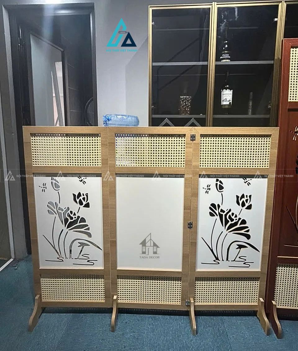 Vách ngăn hoa sen phối mây gấp gọn phân chia không gian 1