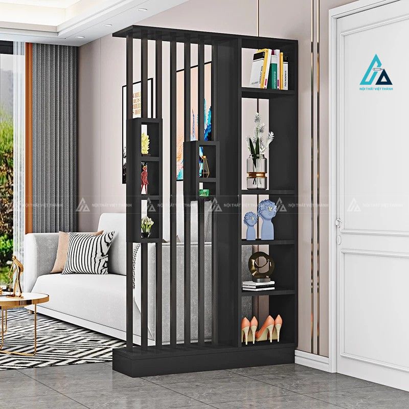 Vách ngăn phòng khách hệ kệ đứng đa tầng tích hợp ô trang trí 1