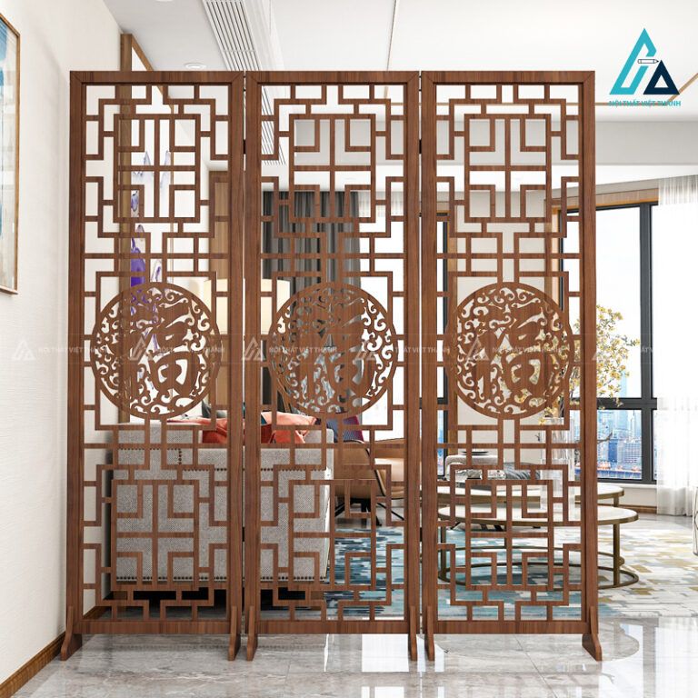Vách ngăn di động phong thủy khắc chữ phúc tinh tế 2