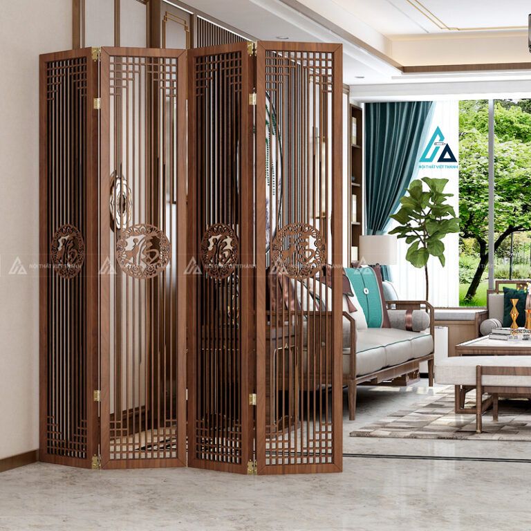 Vách ngăn cách phòng phong thủy khắc chữ phúc nghệ thuật 2
