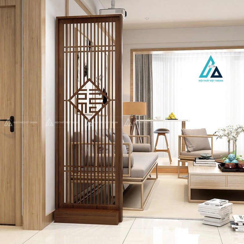 Vách ngăn gỗ trang trí phòng khách hiện đại tinh tế