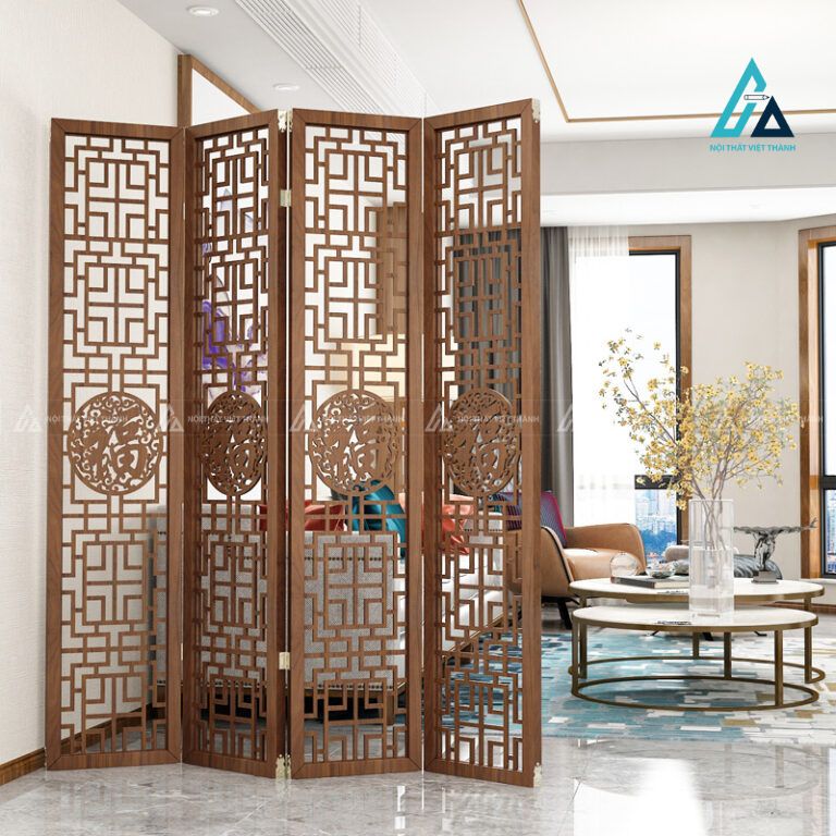 Vách ngăn di động phong thủy khắc chữ phúc tinh tế 1