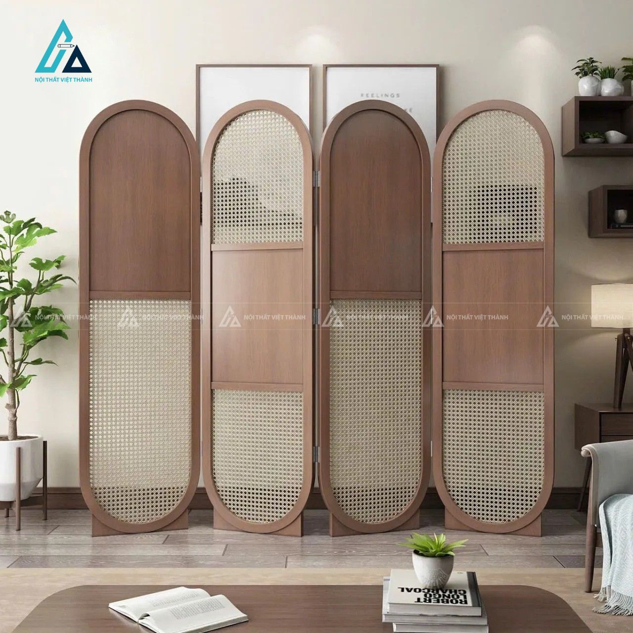Bình phong vách ngăn trang trí dáng vòm gấp gọn linh hoạt 2