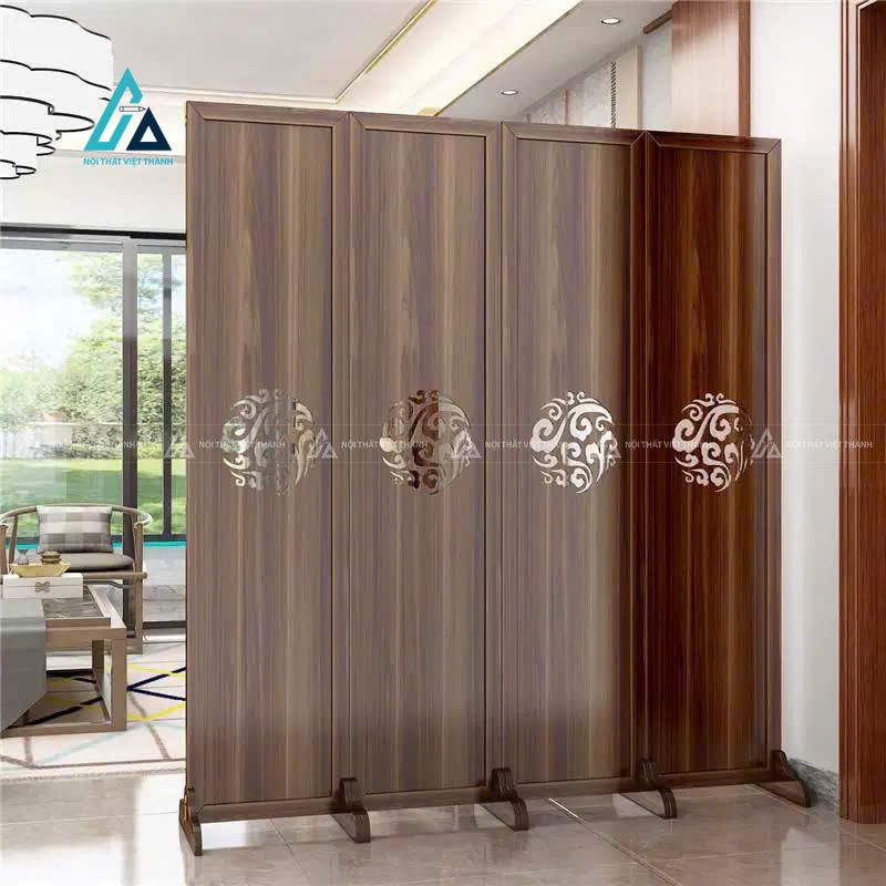 Vách bình phong họa tiết hoa văn tròn gấp gọn di động linh hoạt 2