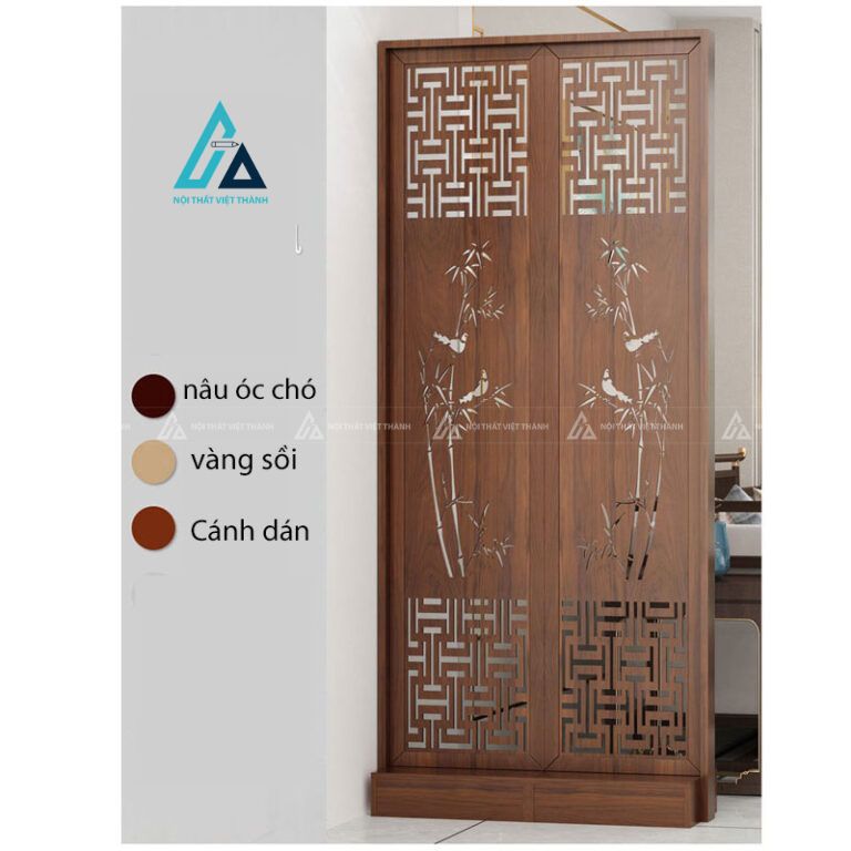 Vách ngăn trang trí phòng khách họa tiết trúc chim mang lại may mắn 2