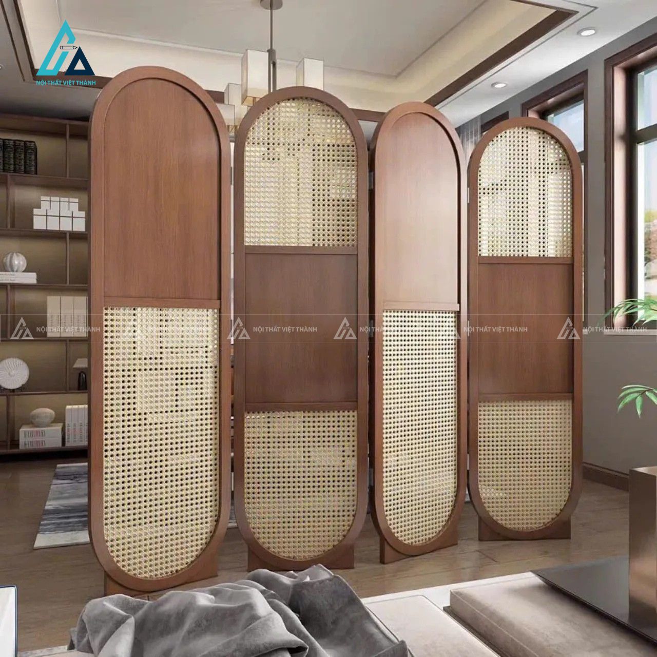 Bình phong vách ngăn trang trí dáng vòm gấp gọn linh hoạt 3