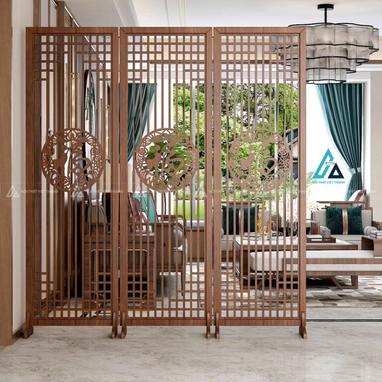 Vách ngăn cách phòng phong thủy khắc chữ phúc nghệ thuật