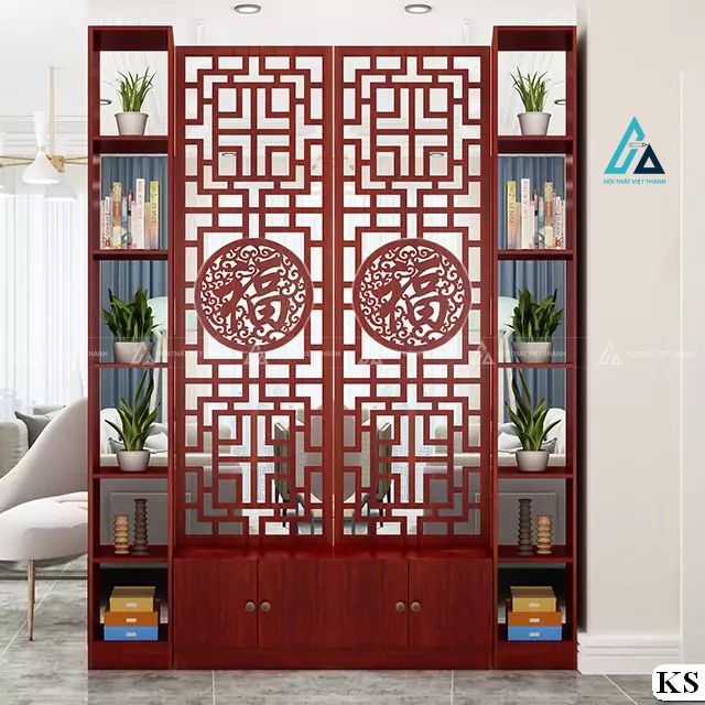 Vách ngăn phòng khách kết hợp kệ sách trang trí tiện lợi 3
