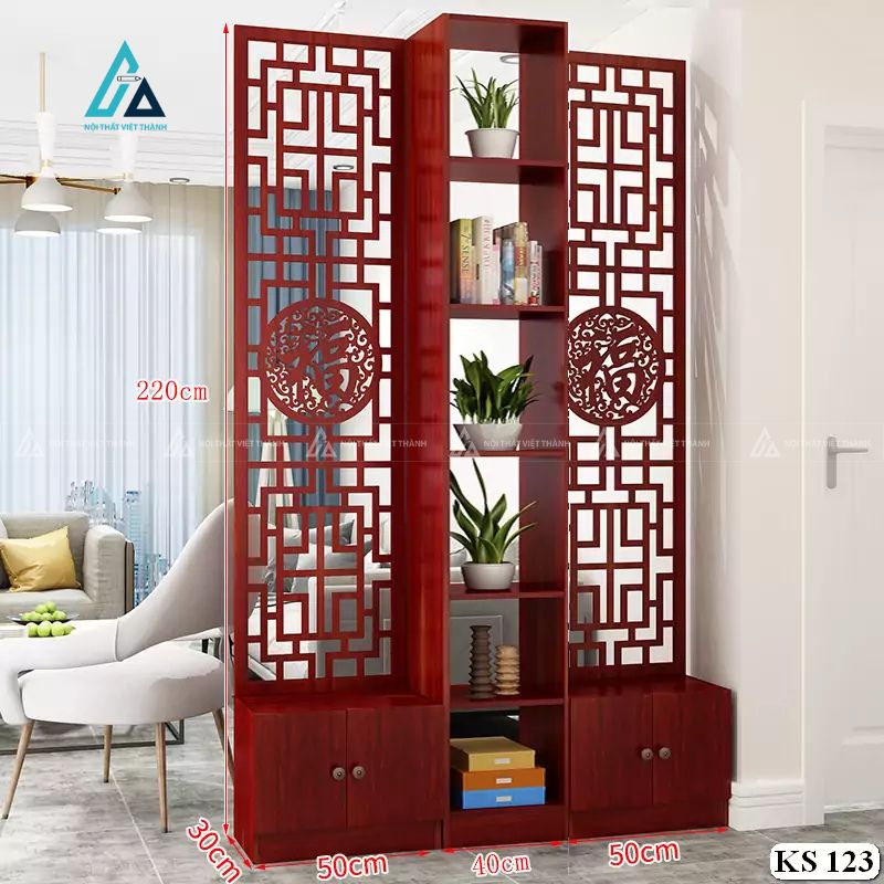 Vách ngăn phòng khách kết hợp kệ sách trang trí tiện lợi 4