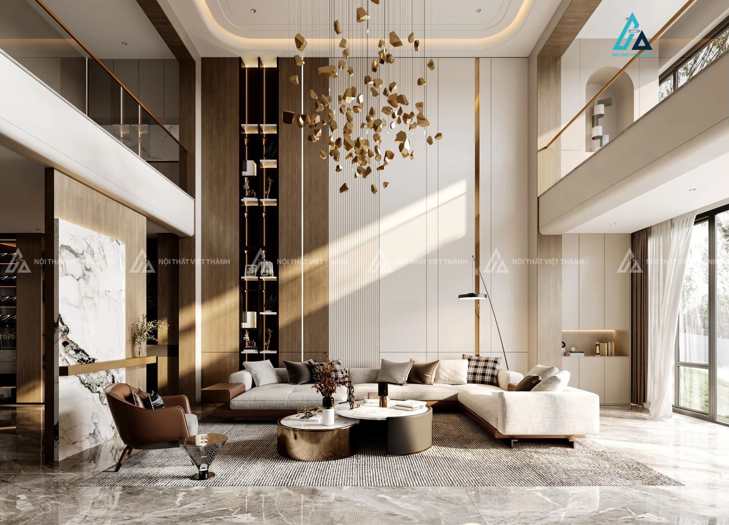 Mẫu nội thất phòng khách phong cách hiện đại