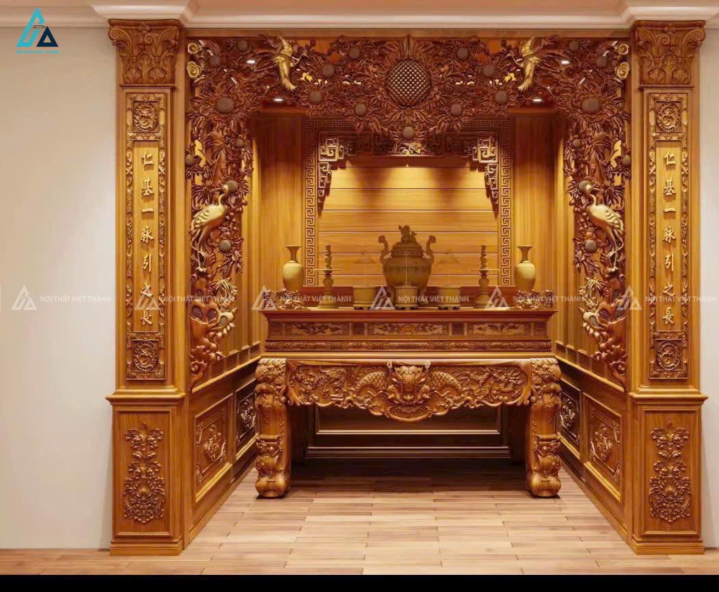 Nội thất phòng thờ gỗ tự nhiên sang trọng