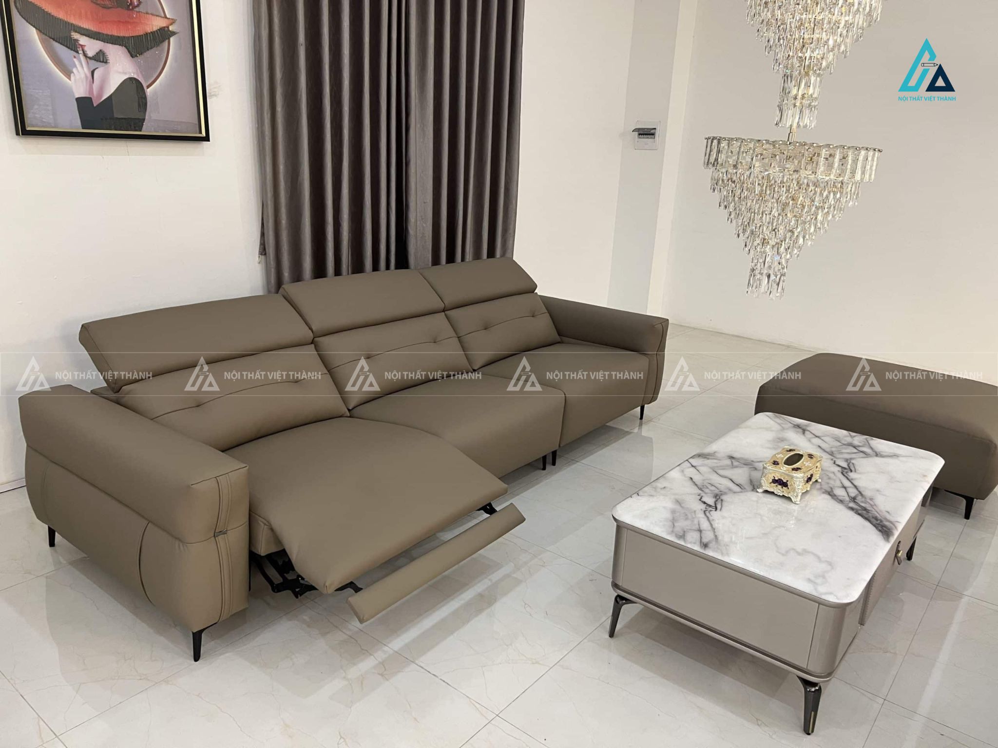 Sofa băng da cao cấp thiết kế hiện đại tích hợp chỉnh điện thư giãn 1