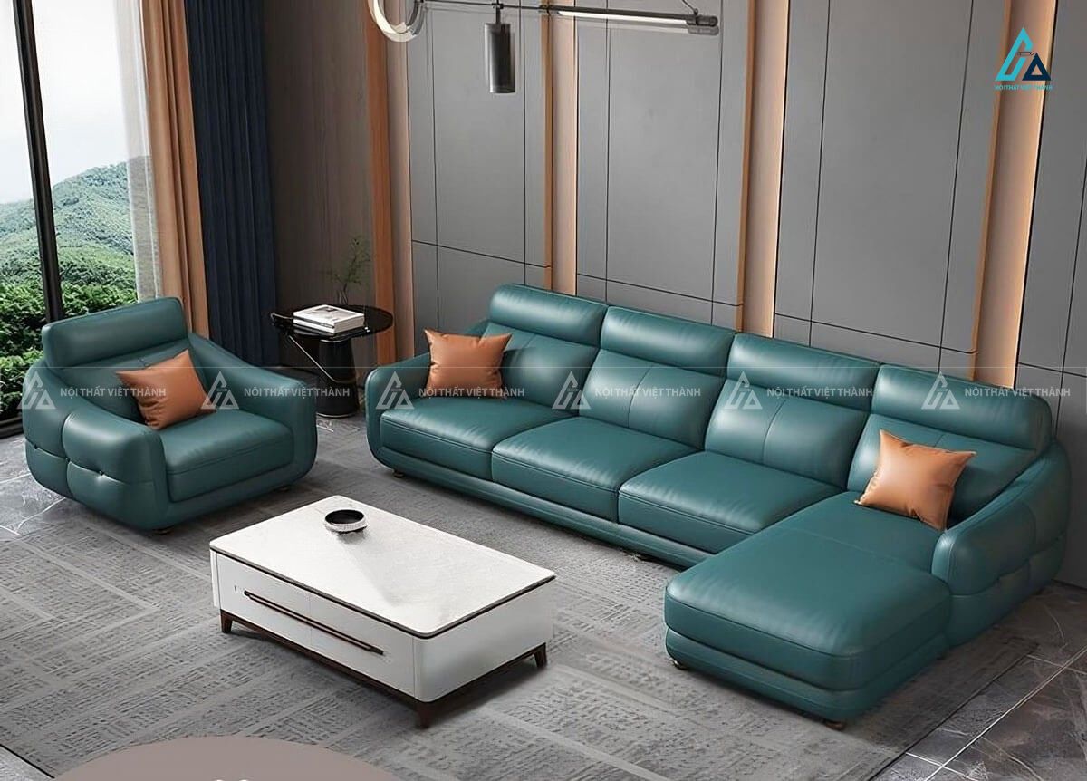 Bộ sofa da góc l hiện đại thiết kế bề thế sang trọng 1